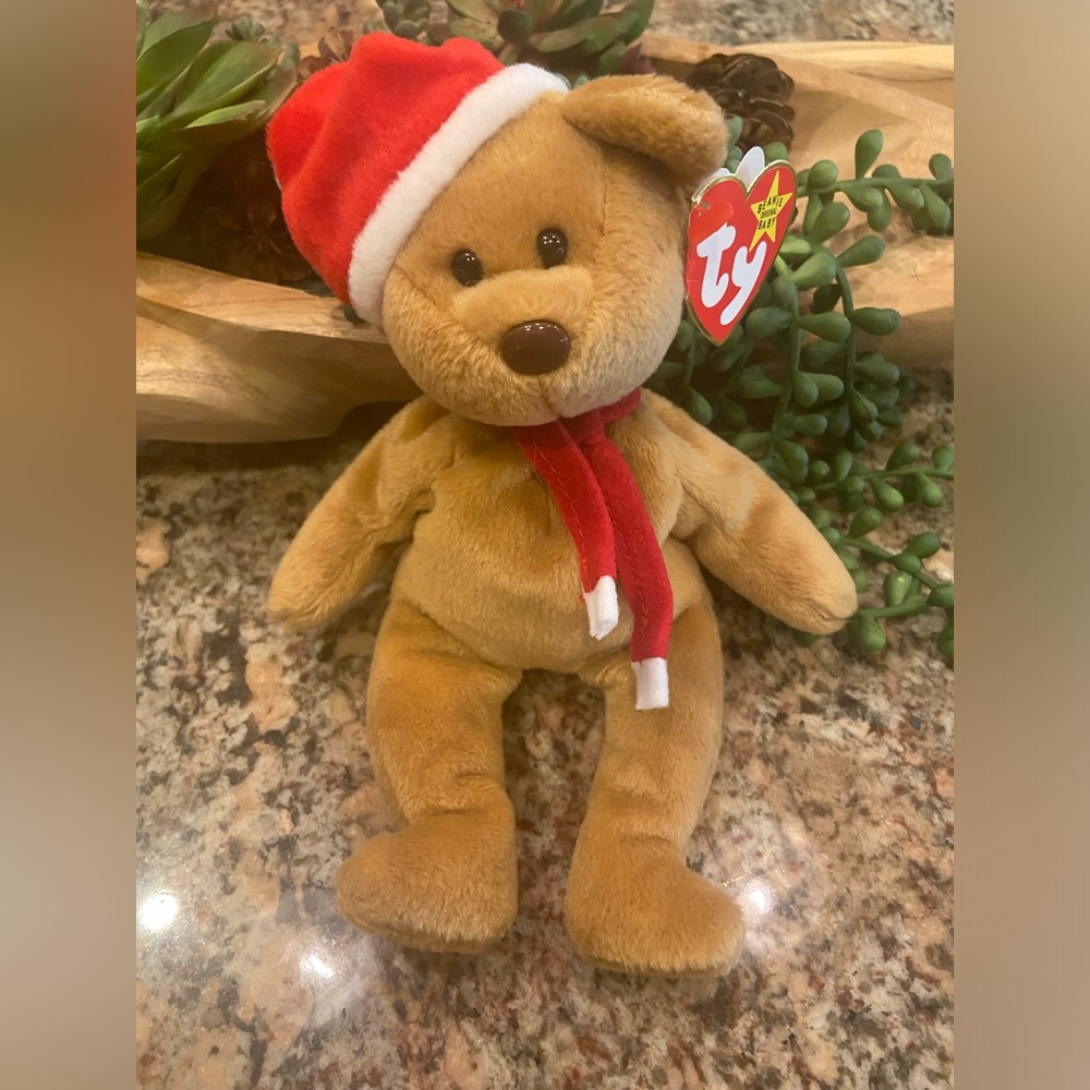1997 Teddy TY Christmas Santa Beanie Baby Bear NWT